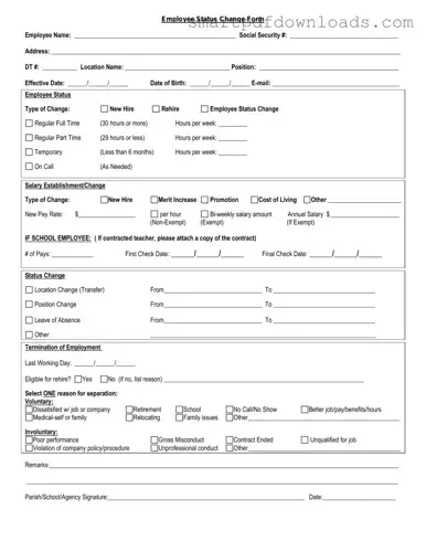 Employee Status Change Form