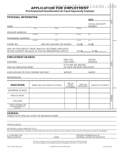 Employment Application Pdf Form