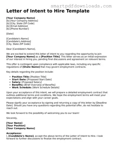 Free Letter of Intent to Hire Form