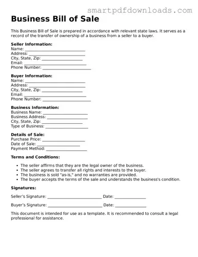 Free Business Bill of Sale Form