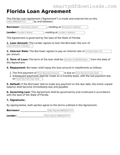 Legal Loan Agreement Form for the State of Florida