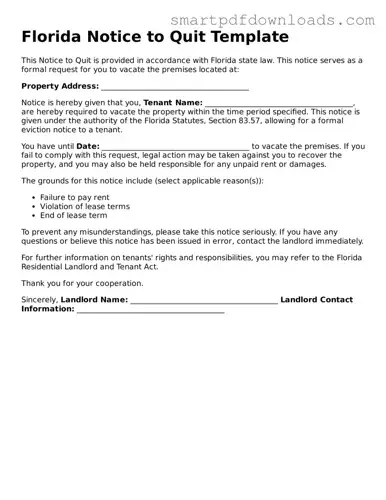 Legal Notice to Quit Form for the State of Florida