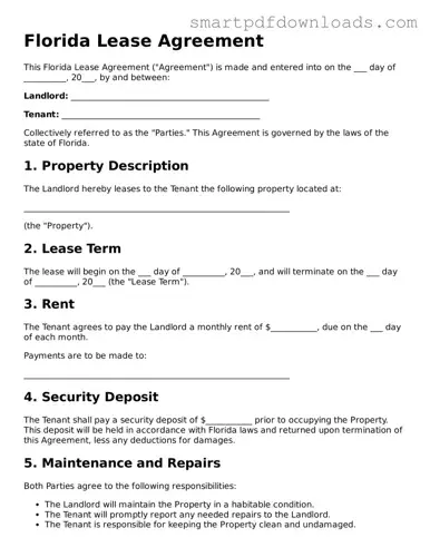 Legal Lease Agreement Form for the State of Florida