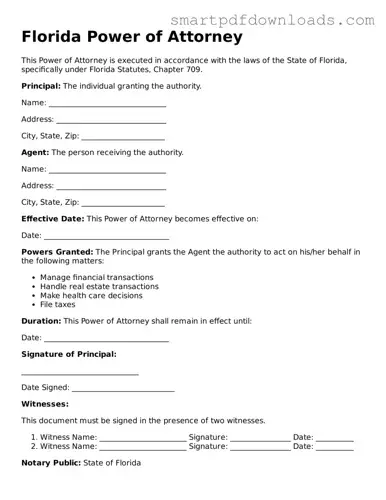 Legal Power of Attorney Form for the State of Florida