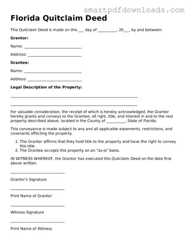 Legal Quitclaim Deed Form for the State of Florida