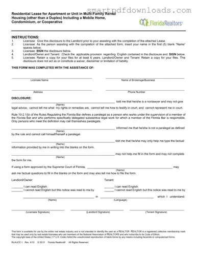 Florida Realtors Residential Lease Form
