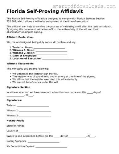 Legal Self-Proving Affidavit Form for the State of Florida