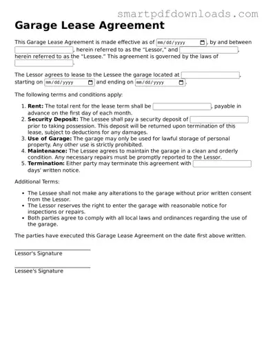 Free Garage Lease Agreement Form