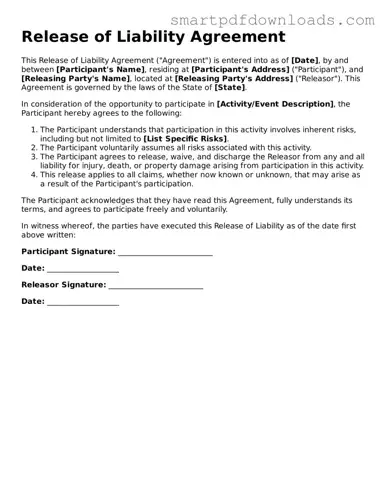 Free Release of Liability Form