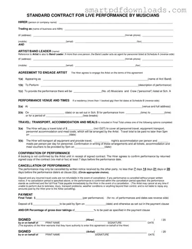 Live Performance Contract Form