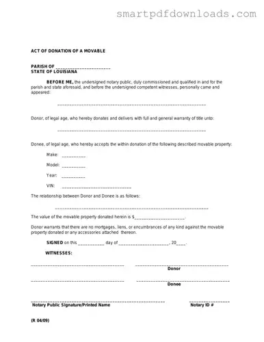 Louisiana act of donation Form