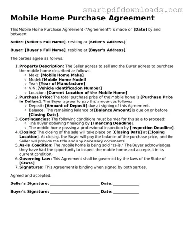 Free Mobile Home Purchase Agreement Form
