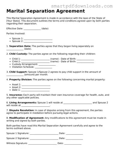 Free Marital Separation Agreement Form