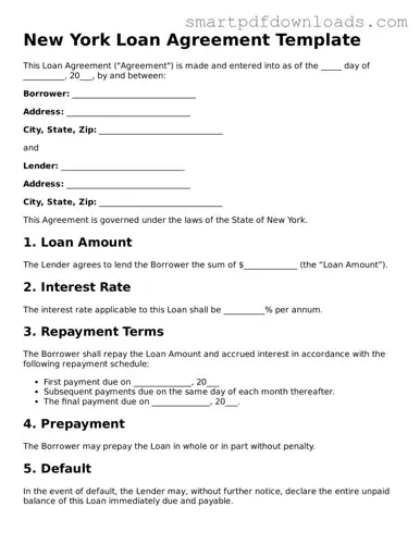 Legal Loan Agreement Form for the State of New York