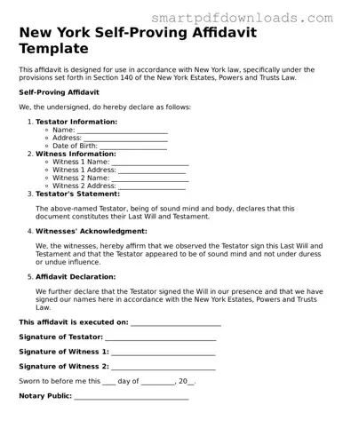 Legal Self-Proving Affidavit Form for the State of New York
