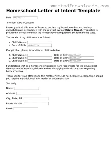 Free Homeschool Letter of Intent Form