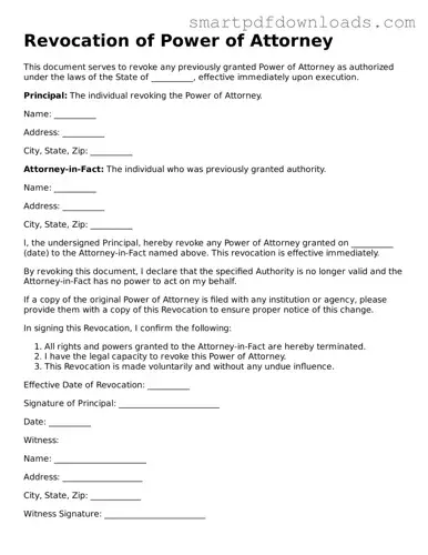Free Revocation of Power of Attorney Form