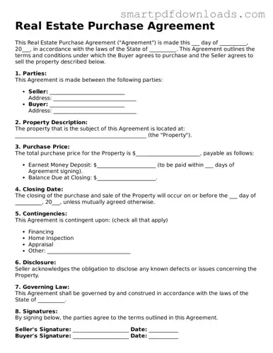Free Real Estate Purchase Agreement Form