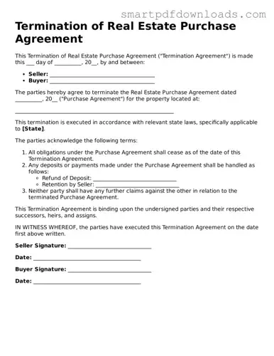 Free Termination of Real Estate Purchase Agreement Form