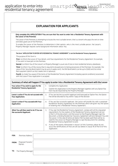 Reiwa Tenancy Application Form