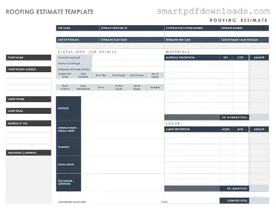 Roofing Estimate Form