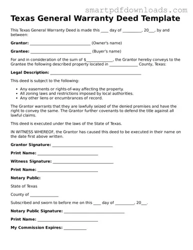 Legal Deed Form for the State of Texas