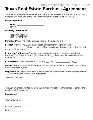 Legal Real Estate Purchase Agreement Form for the State of Texas