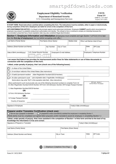 USCIS I-9 Form