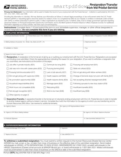 Usps Resignation Form