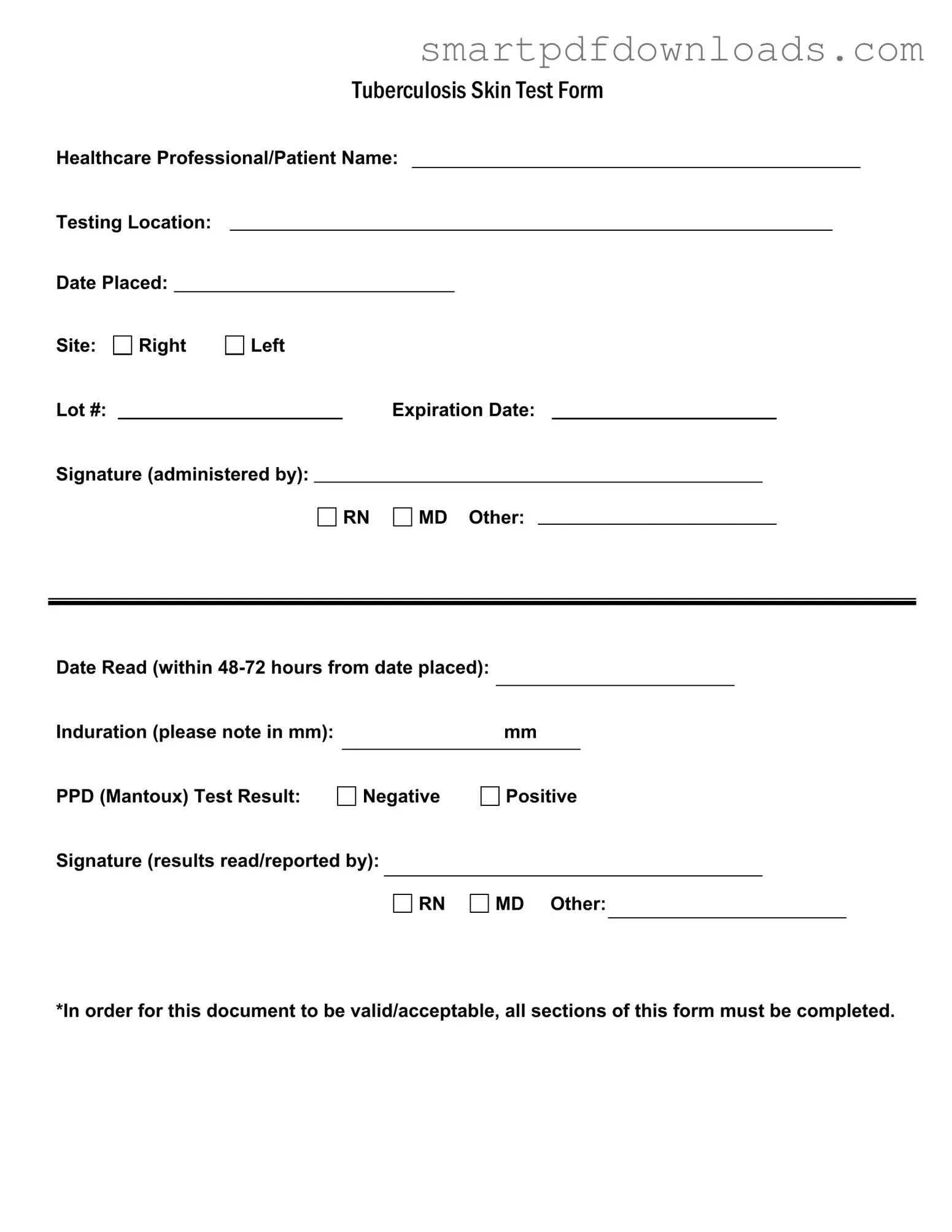 Tb Test Form
