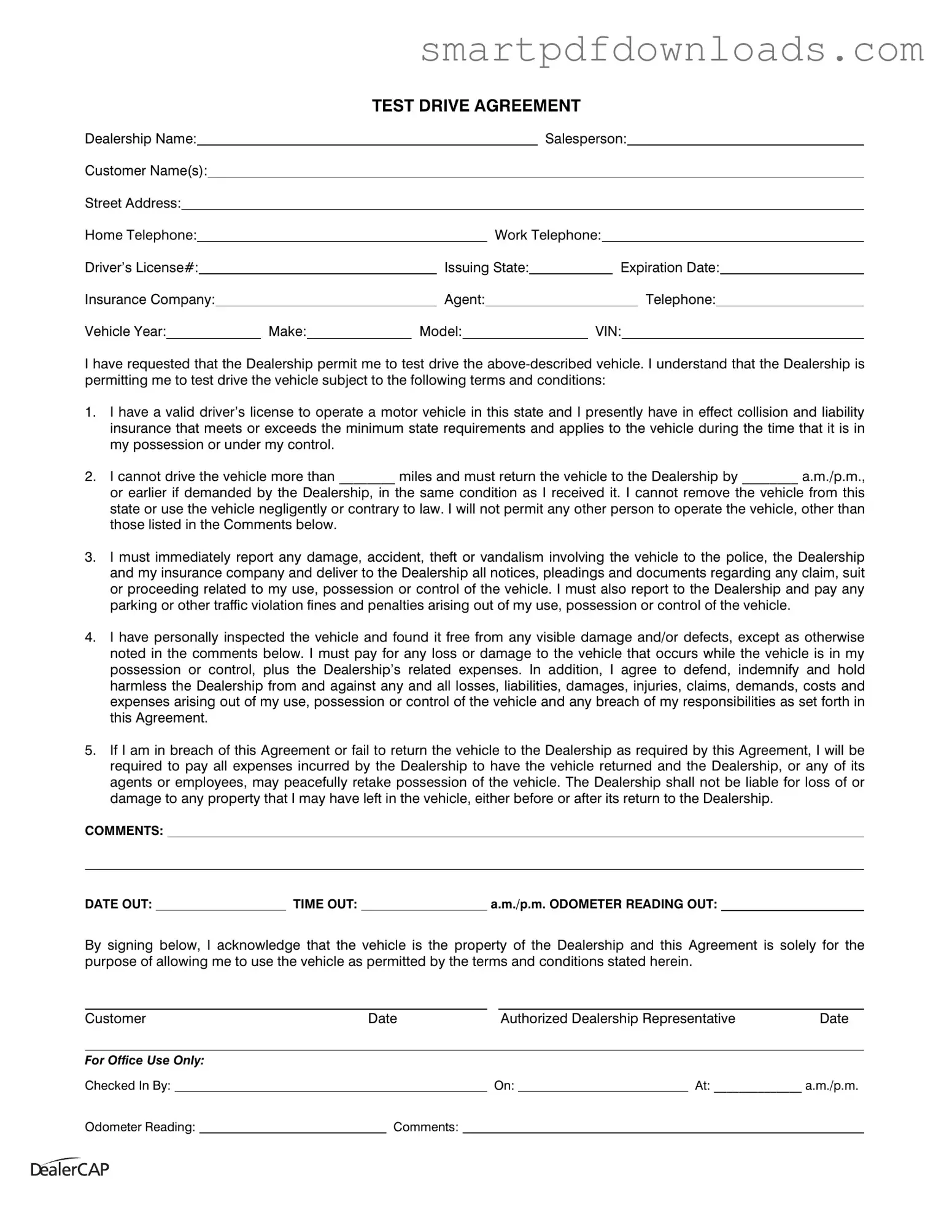 Test Drive Form