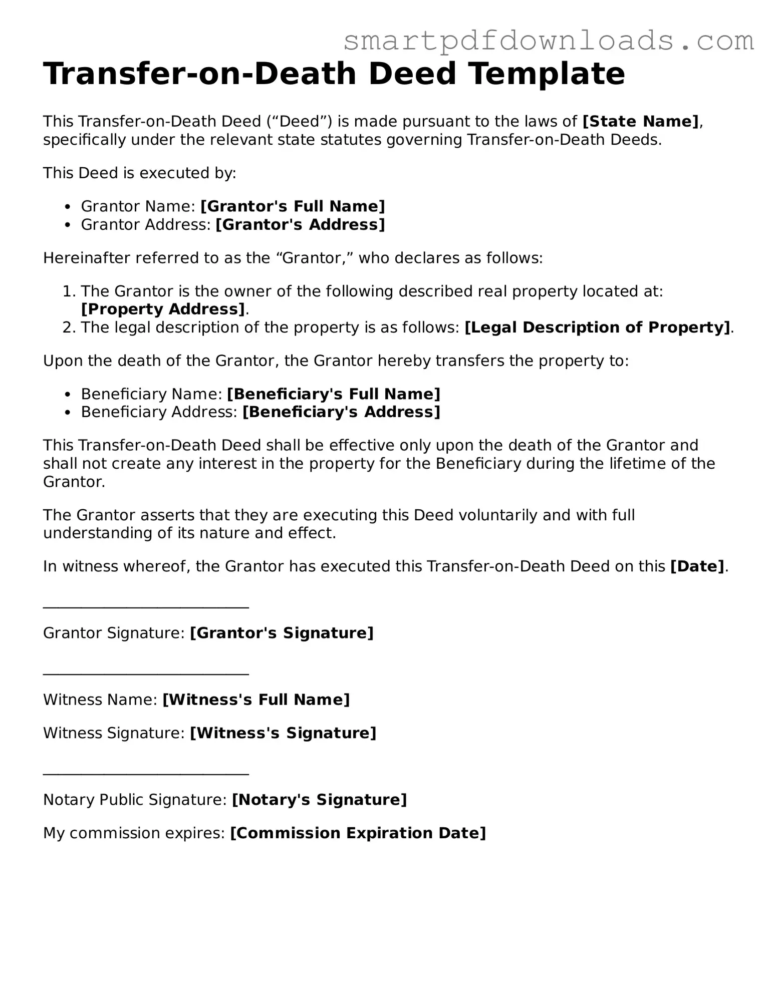 Free Transfer-on-Death Deed Form