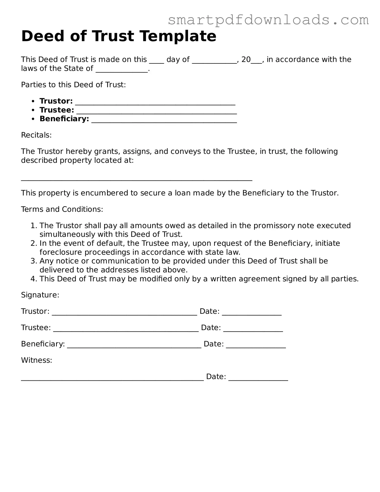 Free Deed of Trust Form