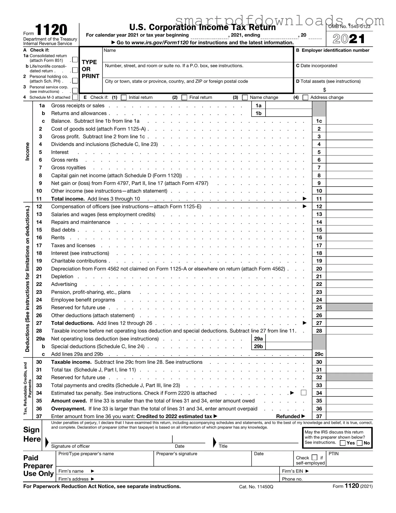IRS 1120 Form