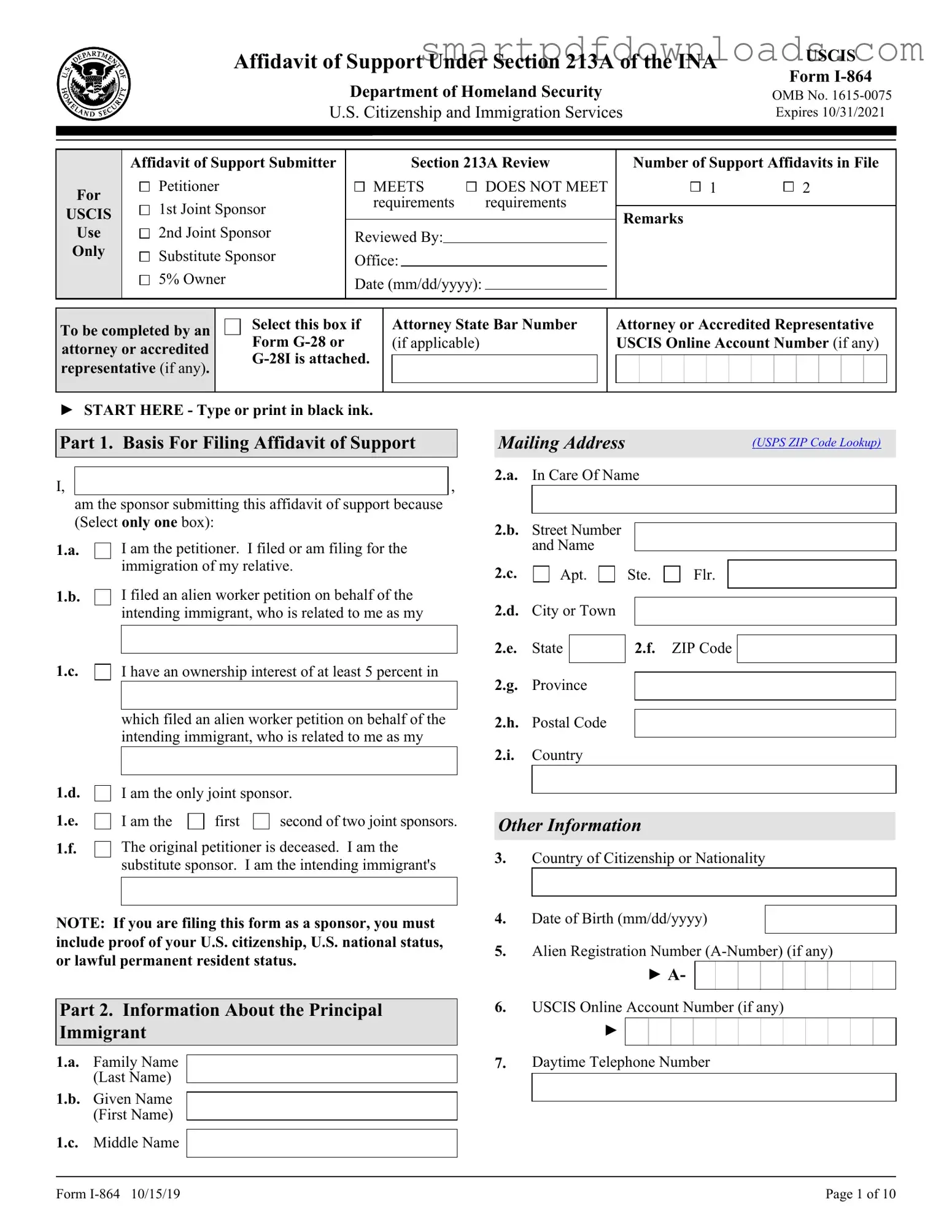 USCIS I-864 Form