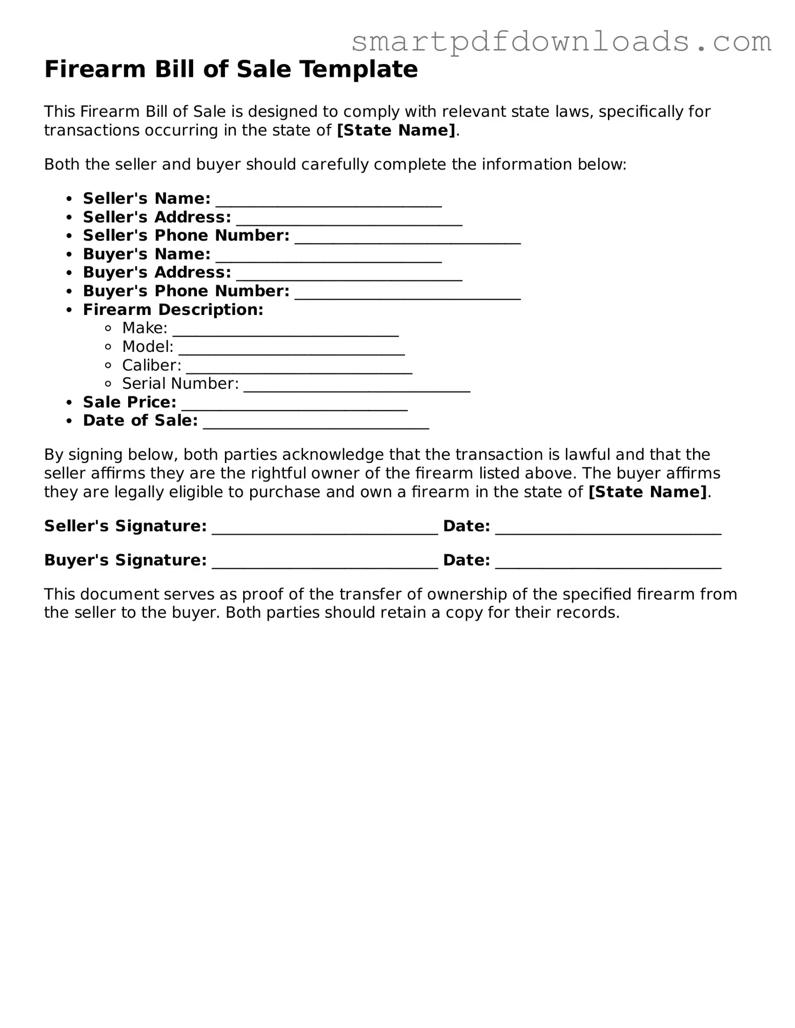Free Firearm Bill of Sale Form