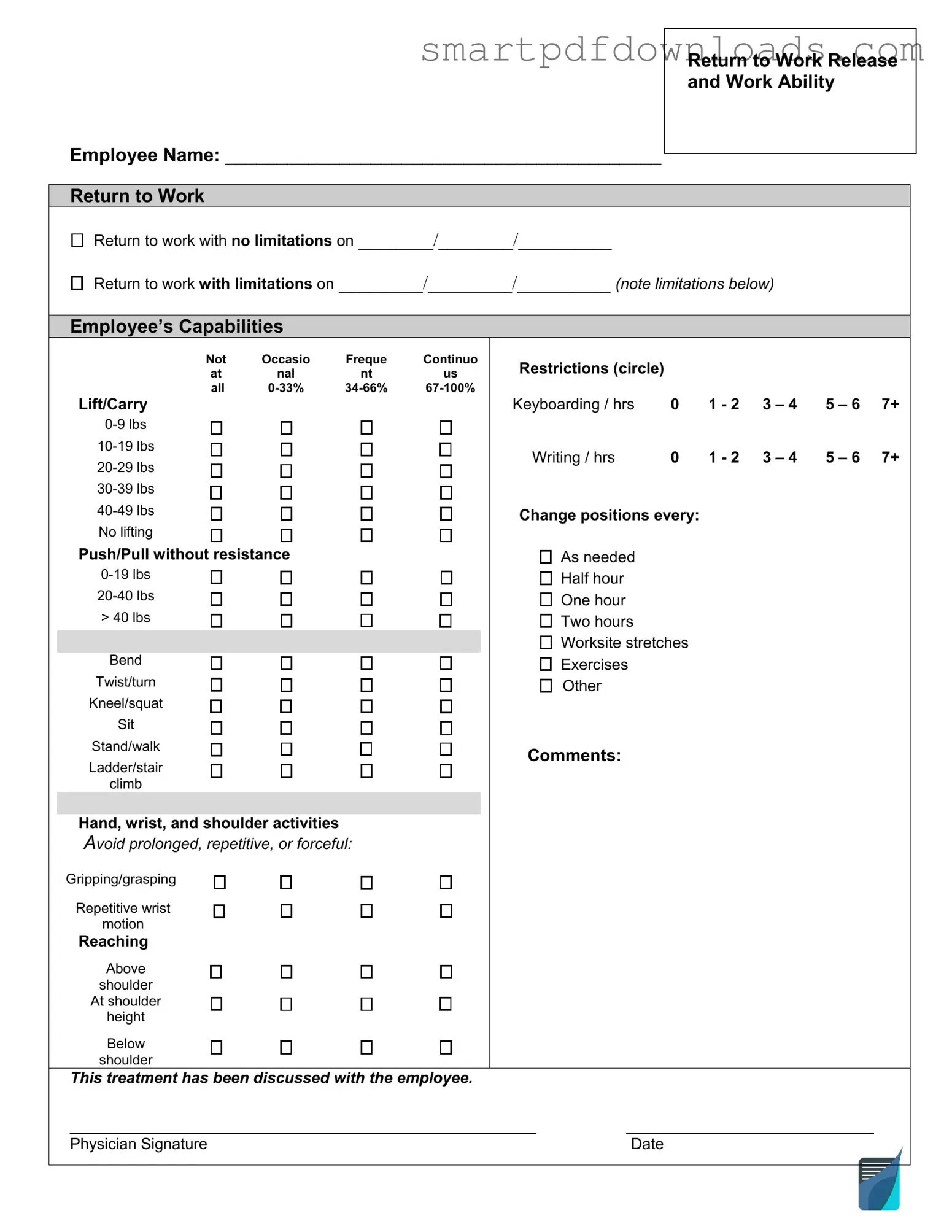 Work Release Form